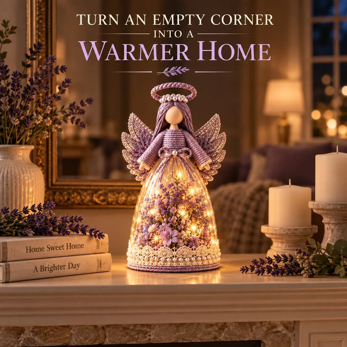 ⏳ Last Day 49% OFF – 👼 Blooming Guardian Angel Light | Floral LED Angel in Lavender, Rose & Sage ✨