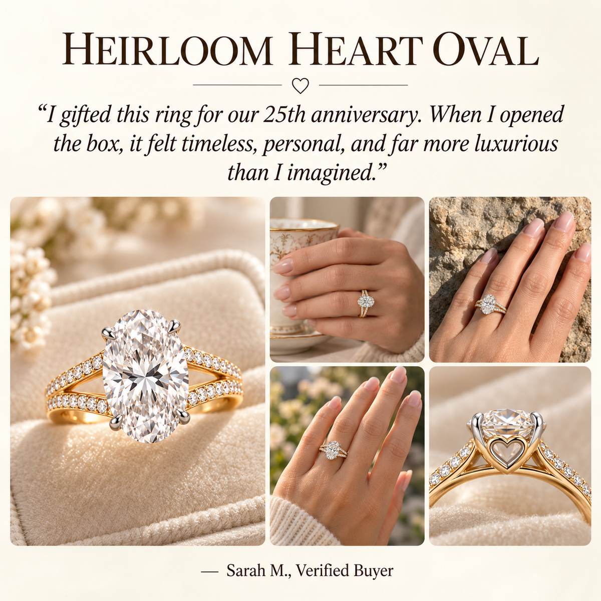 💍🔥 Last Day 90% OFF – Hidden Heart Oval Ring 💖 Two-Tone 14K Solid Gold