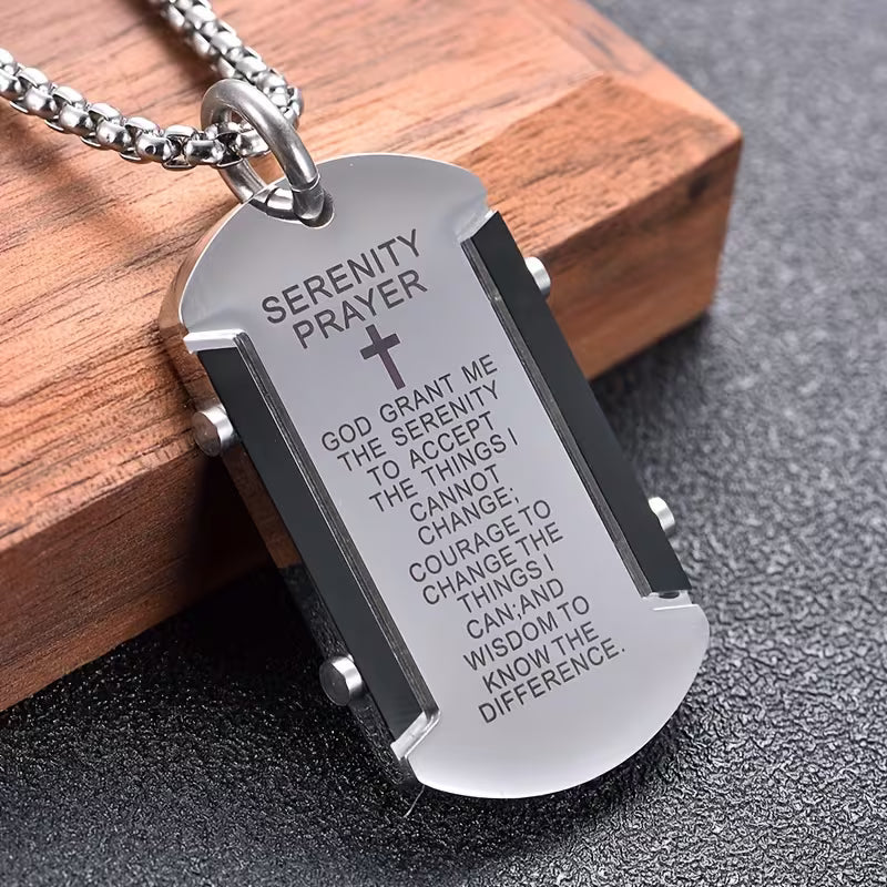 🔥2026 Bestseller🔥 Serenity Prayer Dog Tag Necklace – A Daily Reminder of Peace & Strength