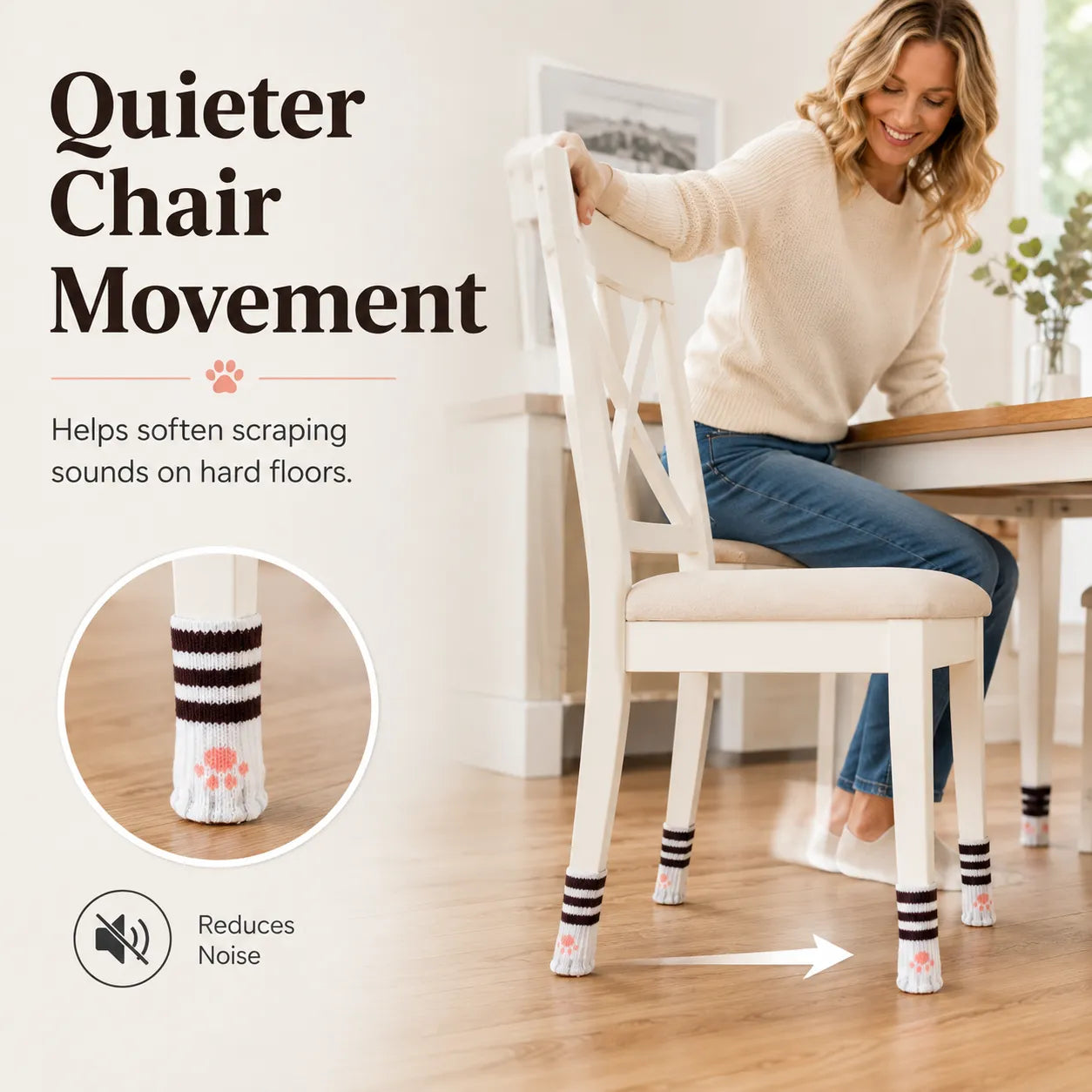 🐾 Chair Leg Floor Protectors | Pull-On Furniture Socks with Cushioned Bottom Pads for Quieter Movement & Everyday Floor Protection 🪑