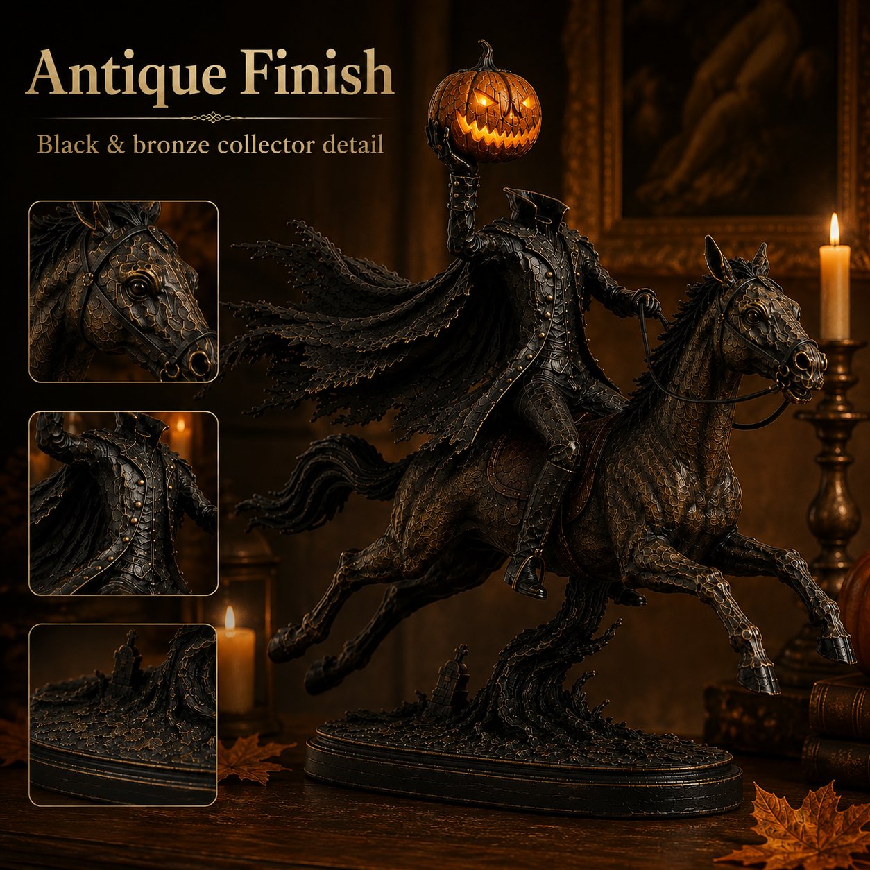 🎃🏇Midnight Chase Headless Horseman Statue