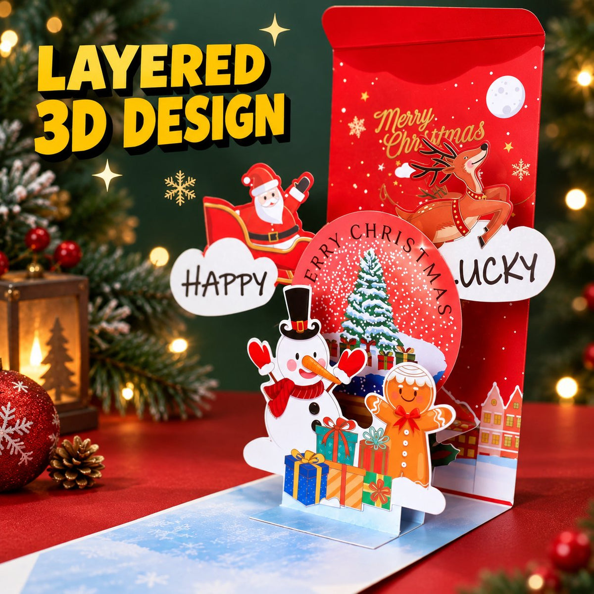 🎁3D Christmas Money Gift Card, Pop Up Holiday Card with Cash Envelope, Creative Christmas Greeting Card for Kids, Family & Loved Ones💵