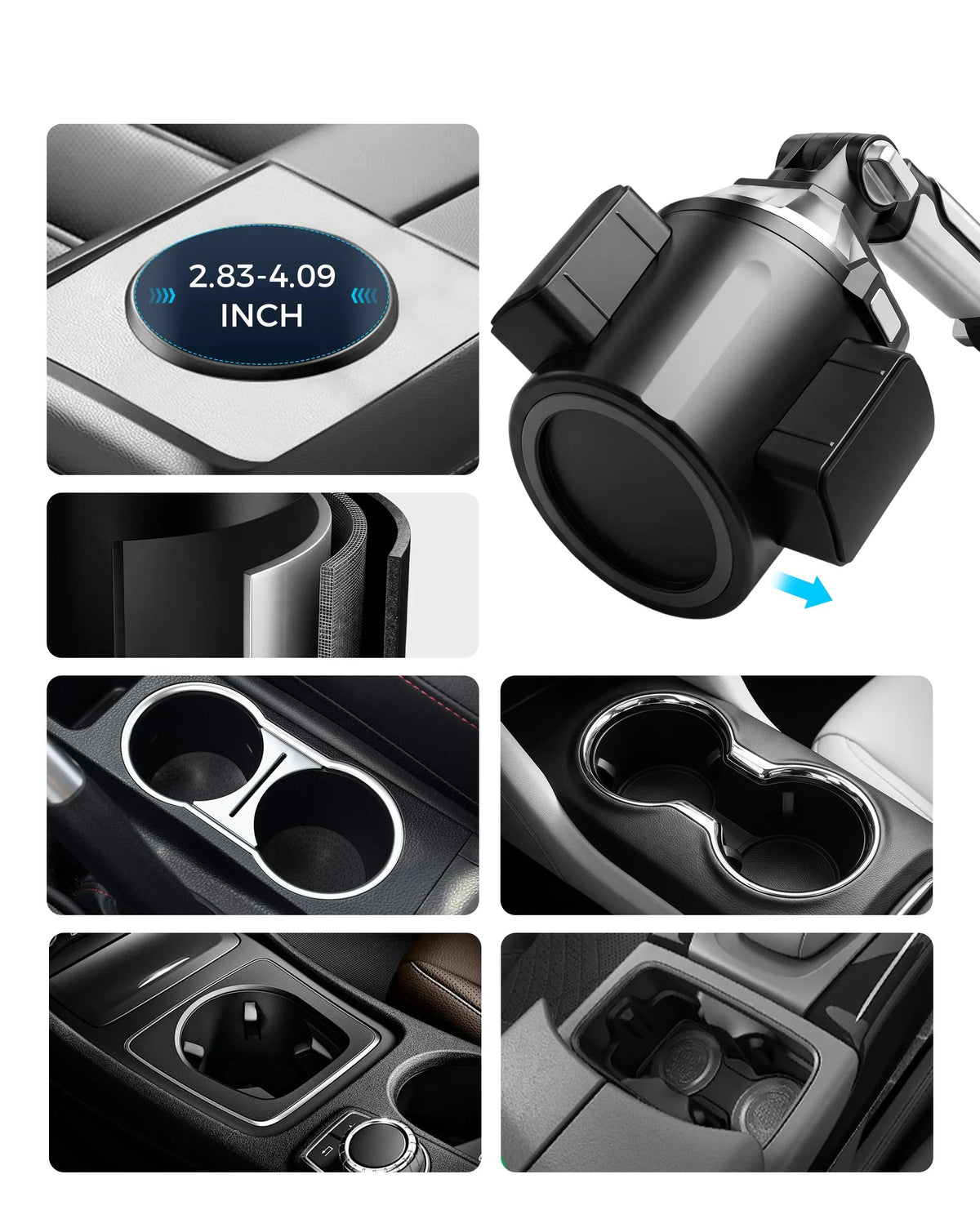 Adjustable Car Cup Holder Phone & Tablet Mount – 360° Rotating Universal Stand