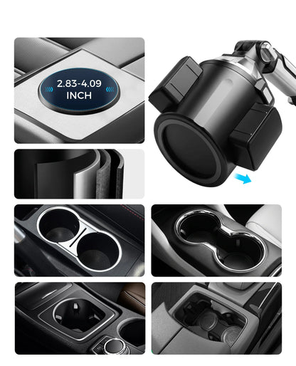 Adjustable Car Cup Holder Phone & Tablet Mount – 360° Rotating Universal Stand
