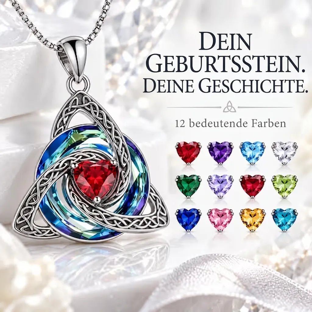 Geburtsstein-Keltische Trinity-Knoten-Halskette ✨