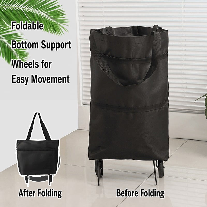 🛒 2-in-1 Foldable Rolling Shopping Trolley Bag -[49% OFF]- ✨ 23L Large Capacity Reduce Hand Strain