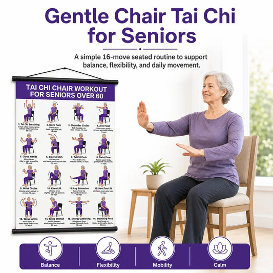 ⭐Tai Chi Chair Workout Chart for Seniors (16 x 24 inches)