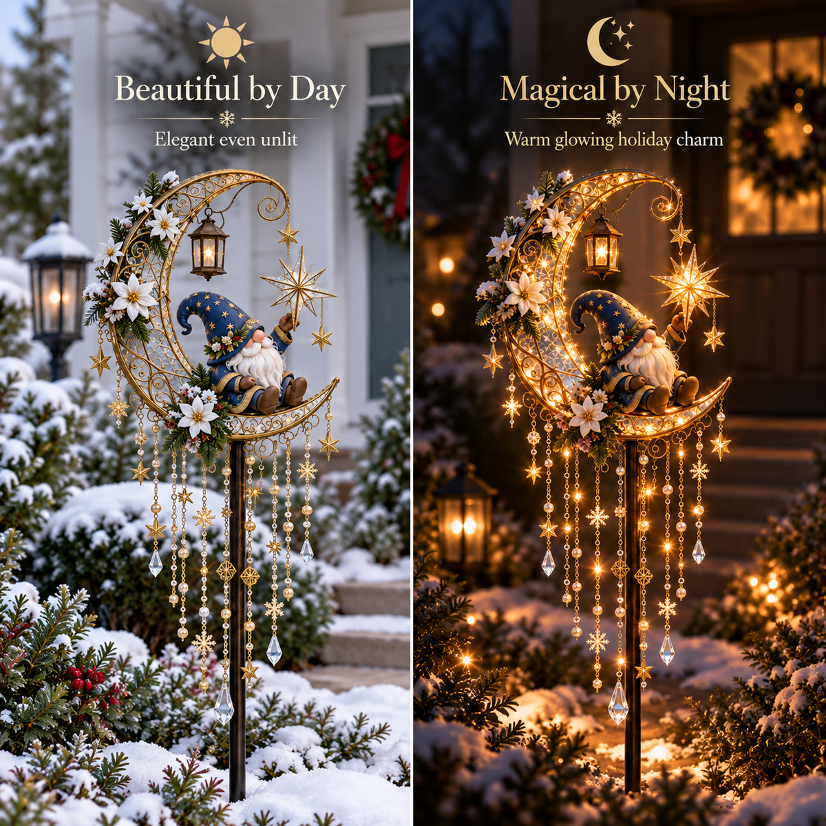 ✨ Last Day 49% OFF✨ 🧙Gnome Moonfall Tassel Stake™ – Solar Lighted Christmas Garden Decor 🎄