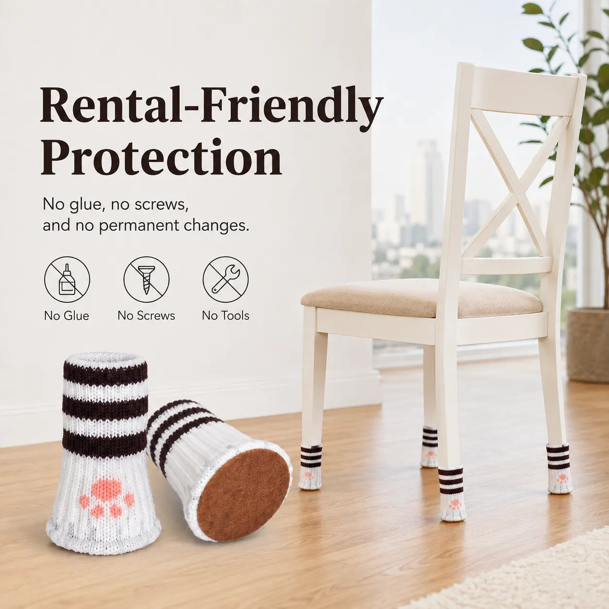 🐾 Chair Leg Floor Protectors | Pull-On Furniture Socks with Cushioned Bottom Pads for Quieter Movement & Everyday Floor Protection 🪑