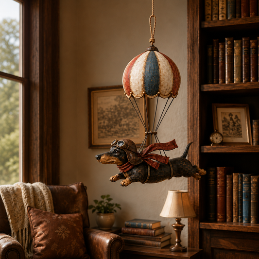 🎈Vintage Flying Dachshund Hot Air Balloon Decor