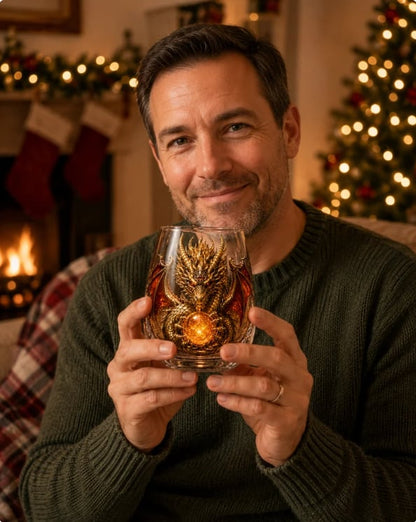 🐉✨3D Mythic Dragon Glass Art Cup | Luxury Raised Fantasy Glassware for Whiskey, Home Bar Décor & Legendary Gifts
