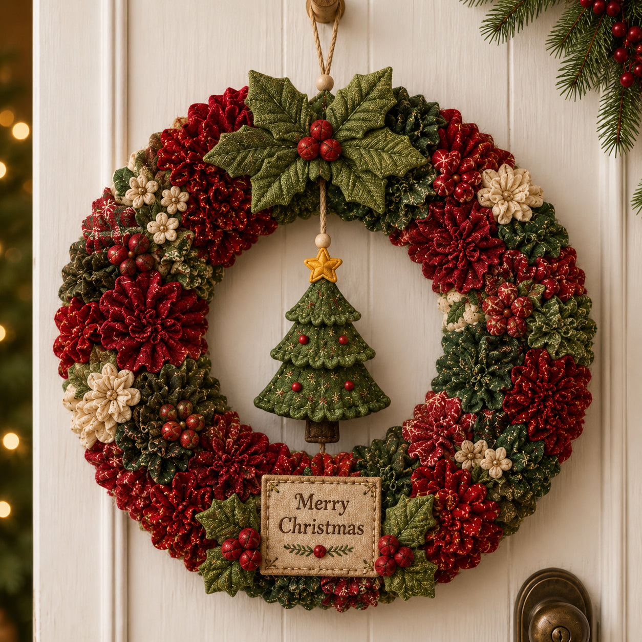 🔥49% Off Last Day - BUY 2 GET 1 FREE🔥🎄 3D Fabric Poke Wreath DIY Kit