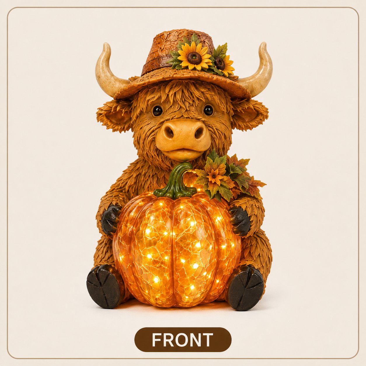 Solar Highland Cow Pumpkin Light