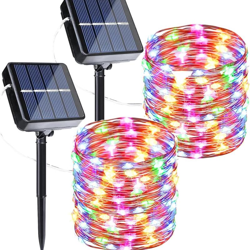2-Pack Solar Outdoor String Lights
