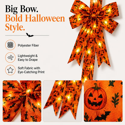 Halloween Cabinet Door Bow Ribbon Decorations - Oversized Pumpkin & Skull Wraps