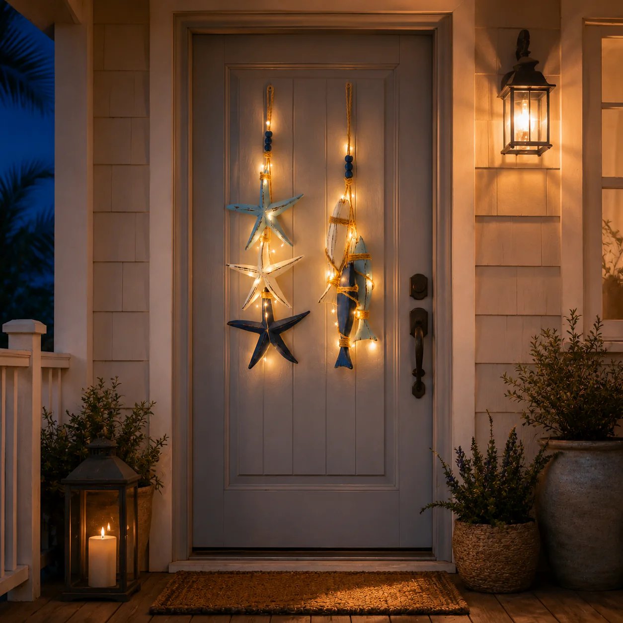 ⭐2026 PROMO CHAUDE🐟🌊Décoration lumineuse murale étoile de mer et poisson en bois style marin