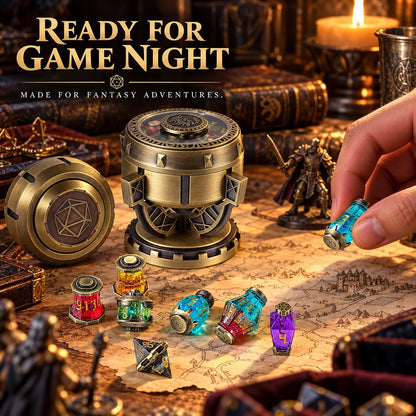 ⚗️ Alchemist DND Dice Set | 7-Piece Metal RPG Dice with Potion-Inspired Design & Collector Chalice 🎲