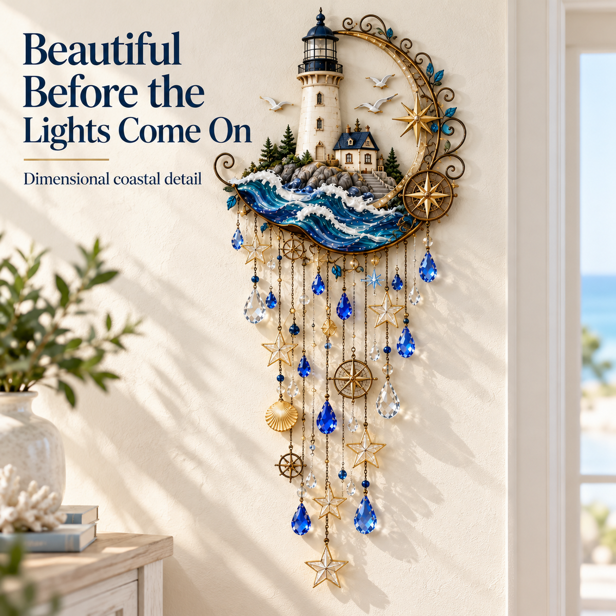 🔥Last Day 49% OFF🔥🌊 Lighthouse Starlight Cascade™ – Lighted Coastal Wall Decor