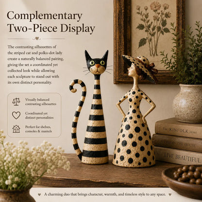 🐱Vintage  Cat & Lady Sculptures