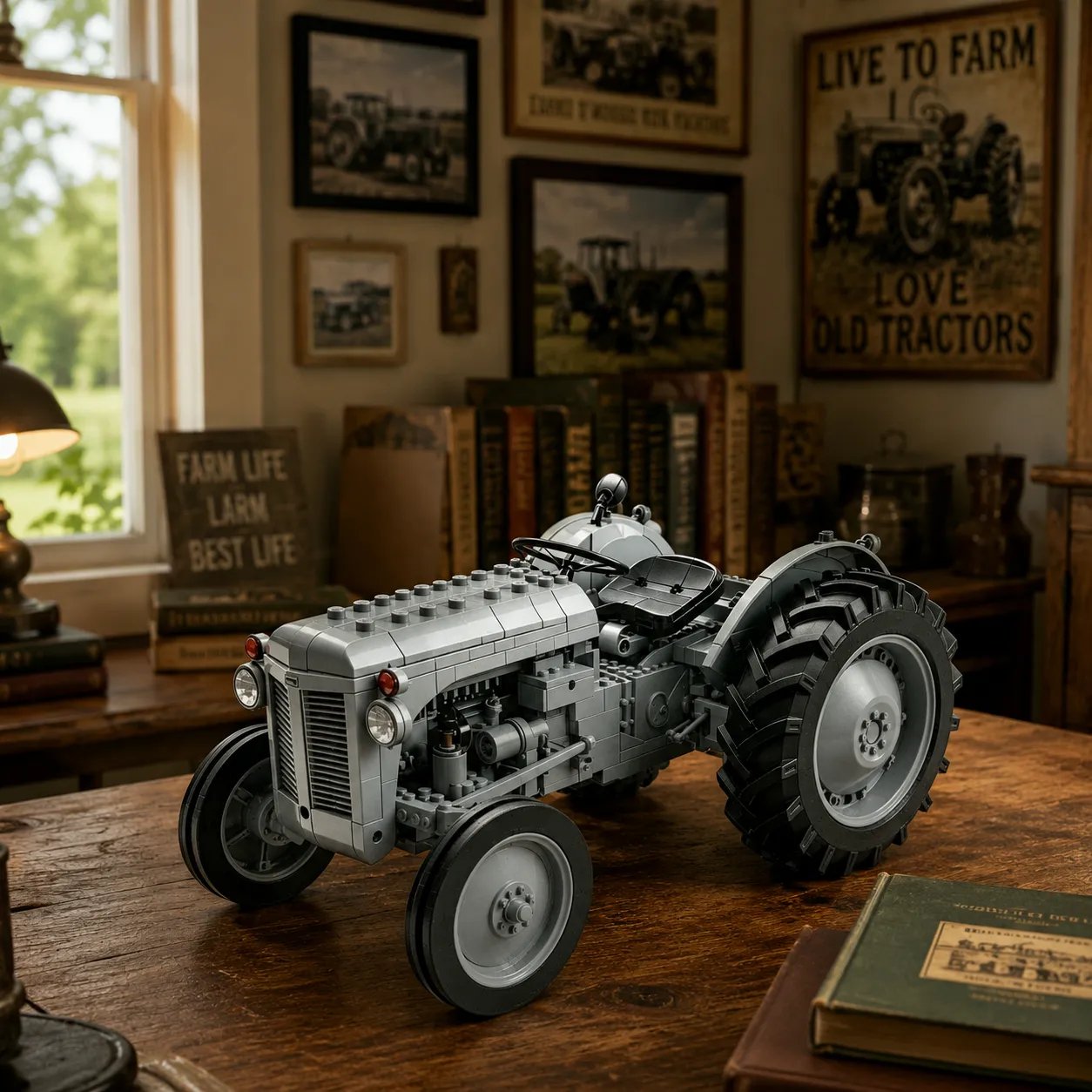 Classic Farm Tractor Building Block Set – 1948 Grey Field Edition
