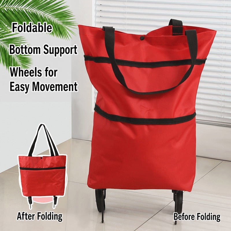 🛒 2-in-1 Foldable Rolling Shopping Trolley Bag -[49% OFF]- ✨ 23L Large Capacity Reduce Hand Strain