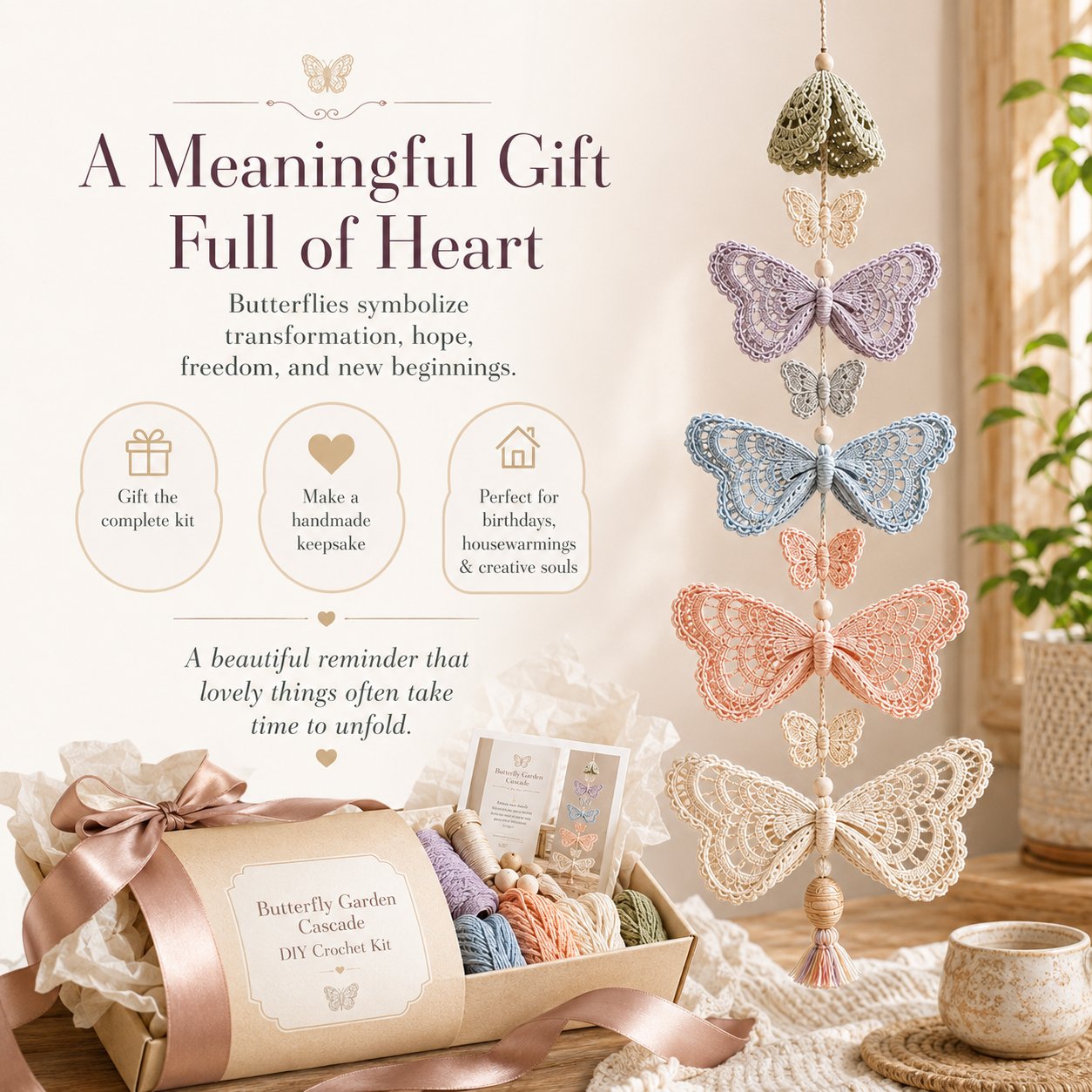 🔥LAST DAY 50% OFF - 🦋Butterfly Garden Cascade DIY Crochet Kit