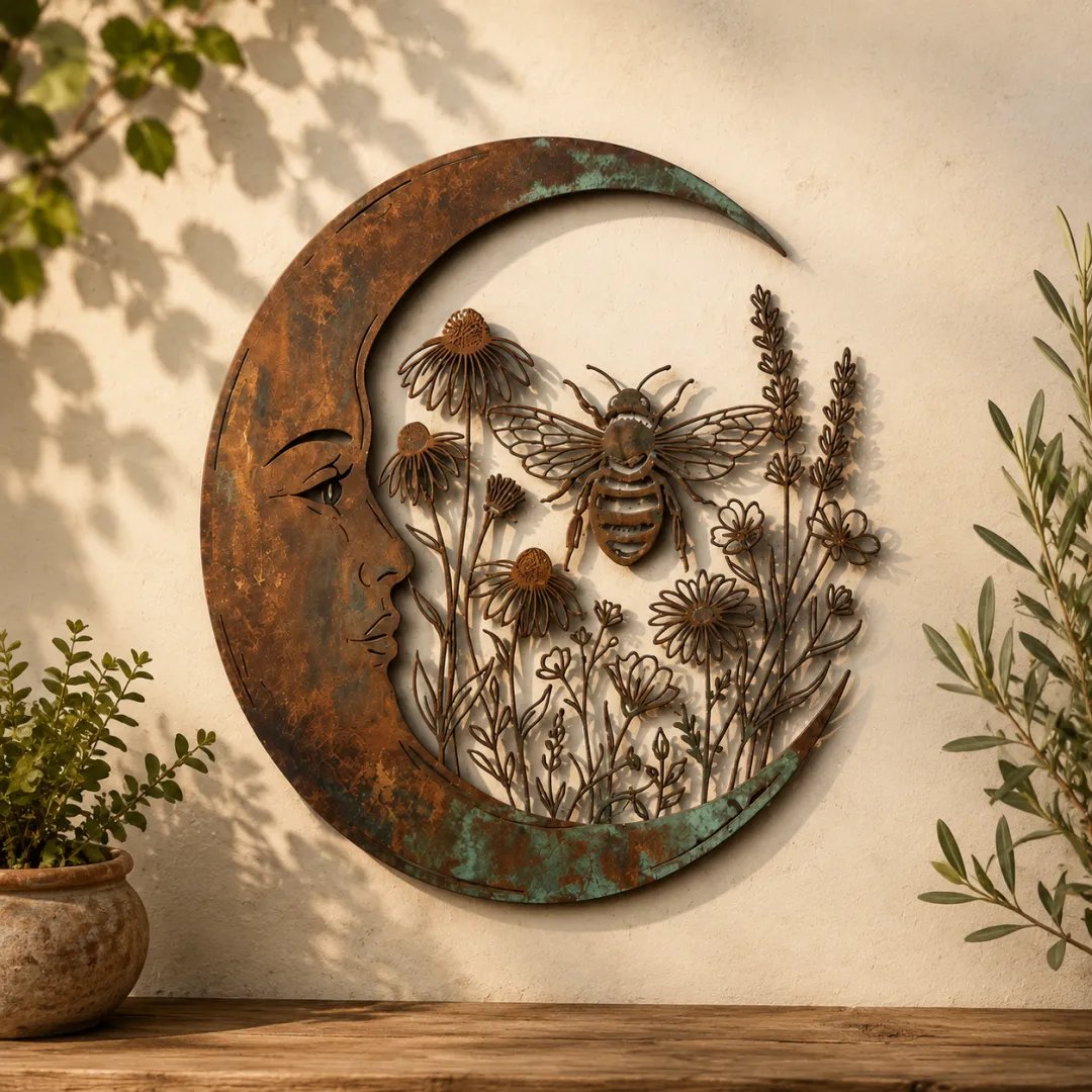 🏆Limited Time Sale 49% OFF 🌜️🐝Crescent Moon Bee Wall Decor