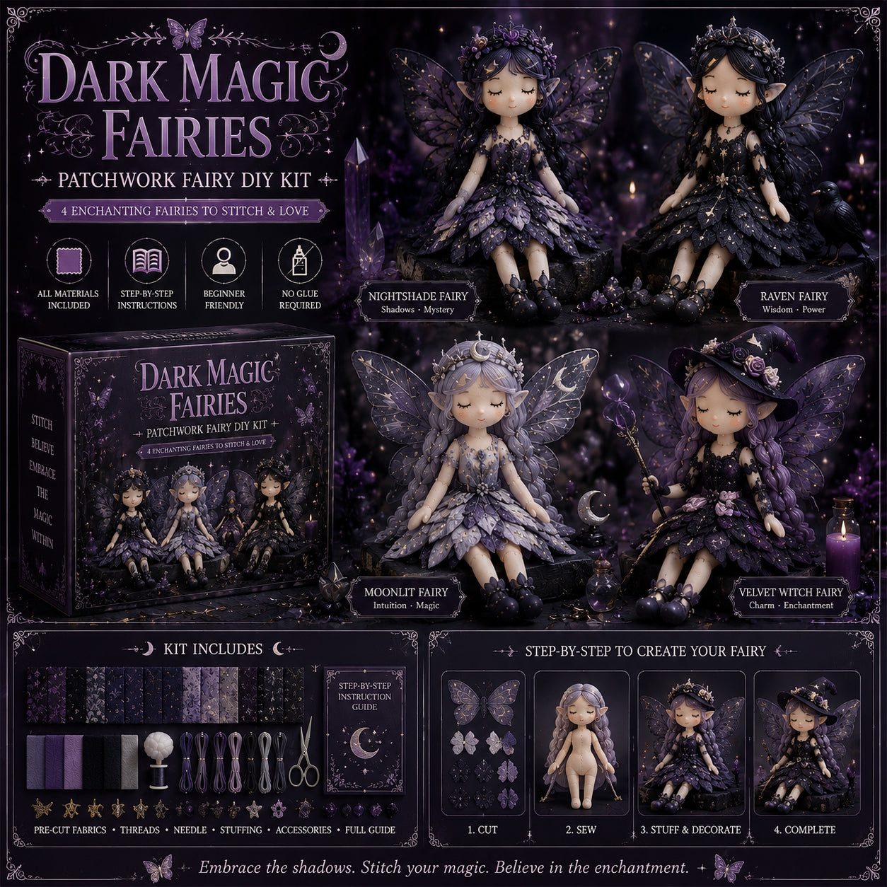 🧚Fairy Patchwork DIY Kit – Create 4 Handmade Fairy Keepsakes