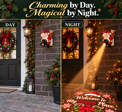 🎅✨ Sleepy Santa Welcome Projector Light – Magical Christmas Doorway Decor