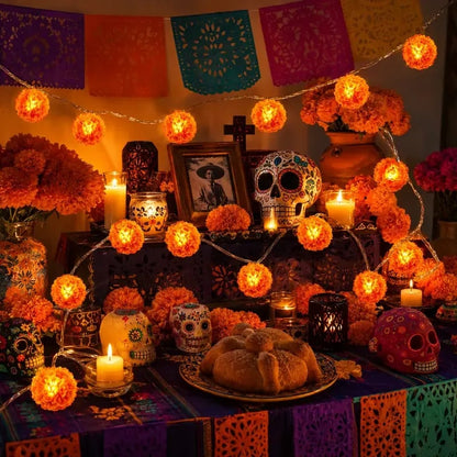 🎃Halloween Early Sale🎃🌼 Mexican Marigold Flower String Lights