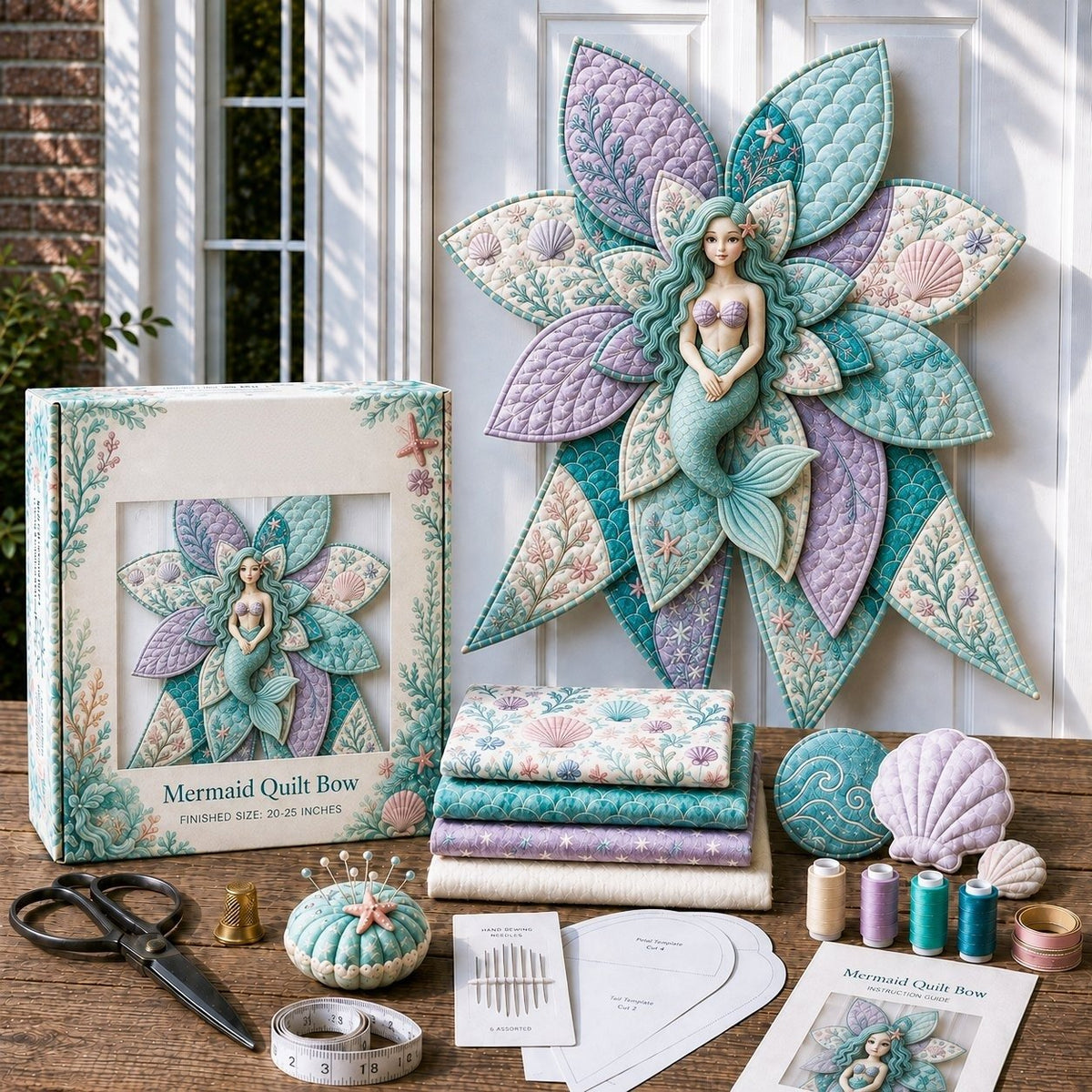 ⏳ Last Day 49% OFF – 🎀 Beginner-Friendly Oversized Quilted Bow Sewing Kit | Coordinated Printed Fabrics, Batting, Pre-Designed Templates & Complete Supplies for a Full 23–25 in 3D Statement Bow ✨