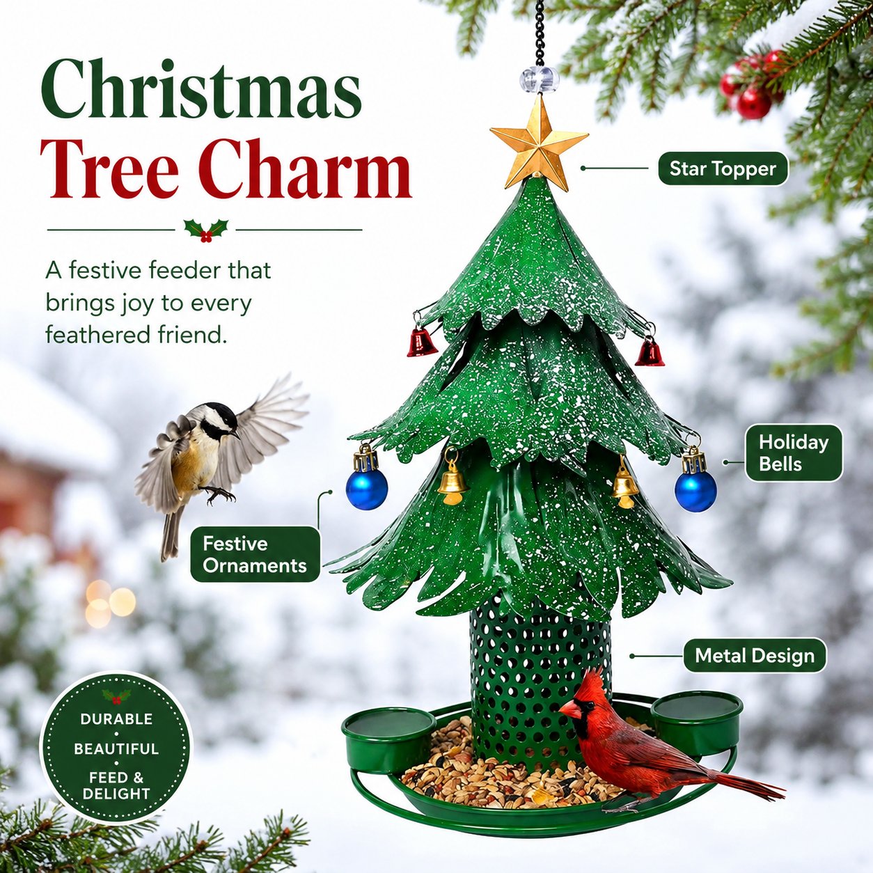 🎄Christmas Tree Bird Feeder - 🐦✨Festive Backyard Holiday Decor