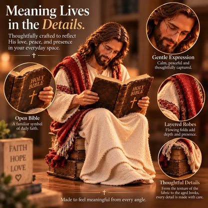 ✝️ Keep Faith Close – Jesus Reading the Bible Figurine(✨Buy 2 Free Shipping)