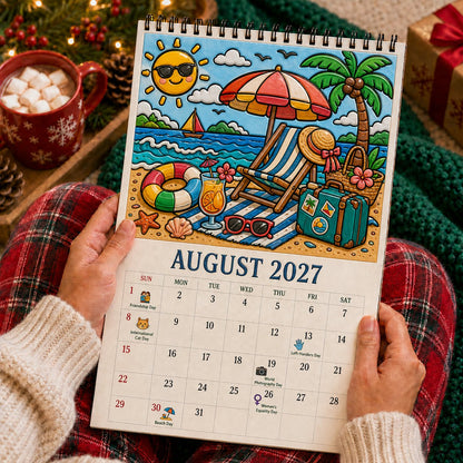 🎨Color The Year 2027: Trace-By-Groove Creative Calendar📅| Seasonal Guided Coloring Wall Calendar With Markers