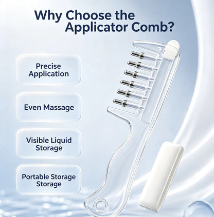 💧Refillable Scalp Oil Applicator Comb with 7 Metal Massage Tips – Even Root Serum Distribution & Scalp Stimulation for Hair Care