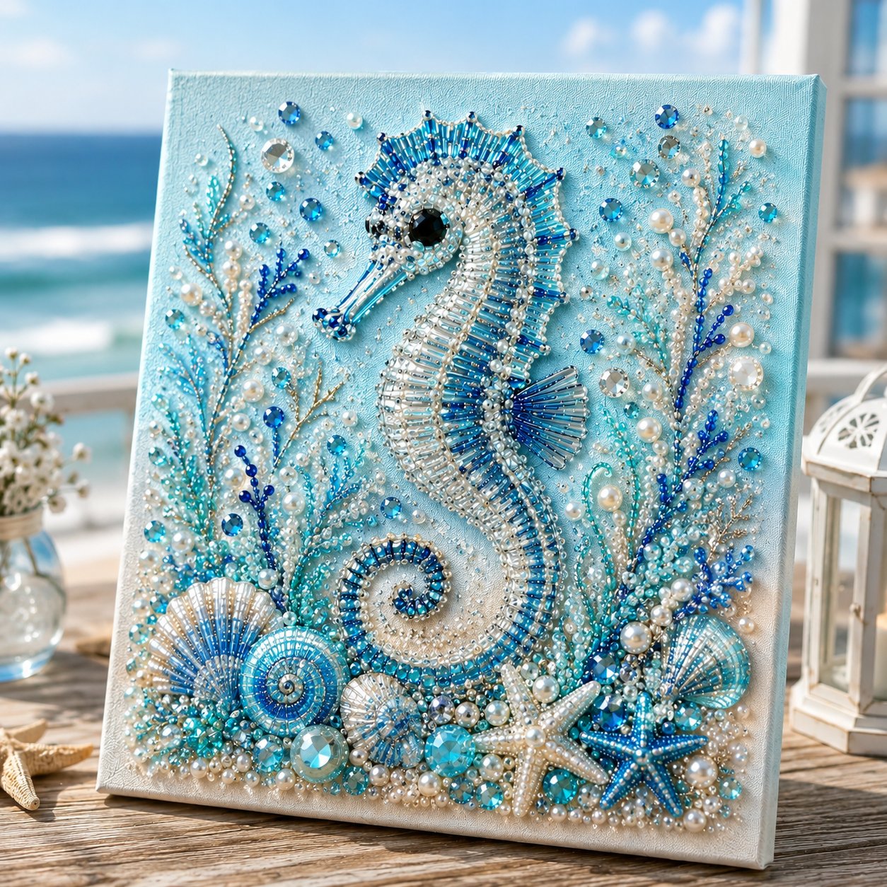 Seahorse pearl art