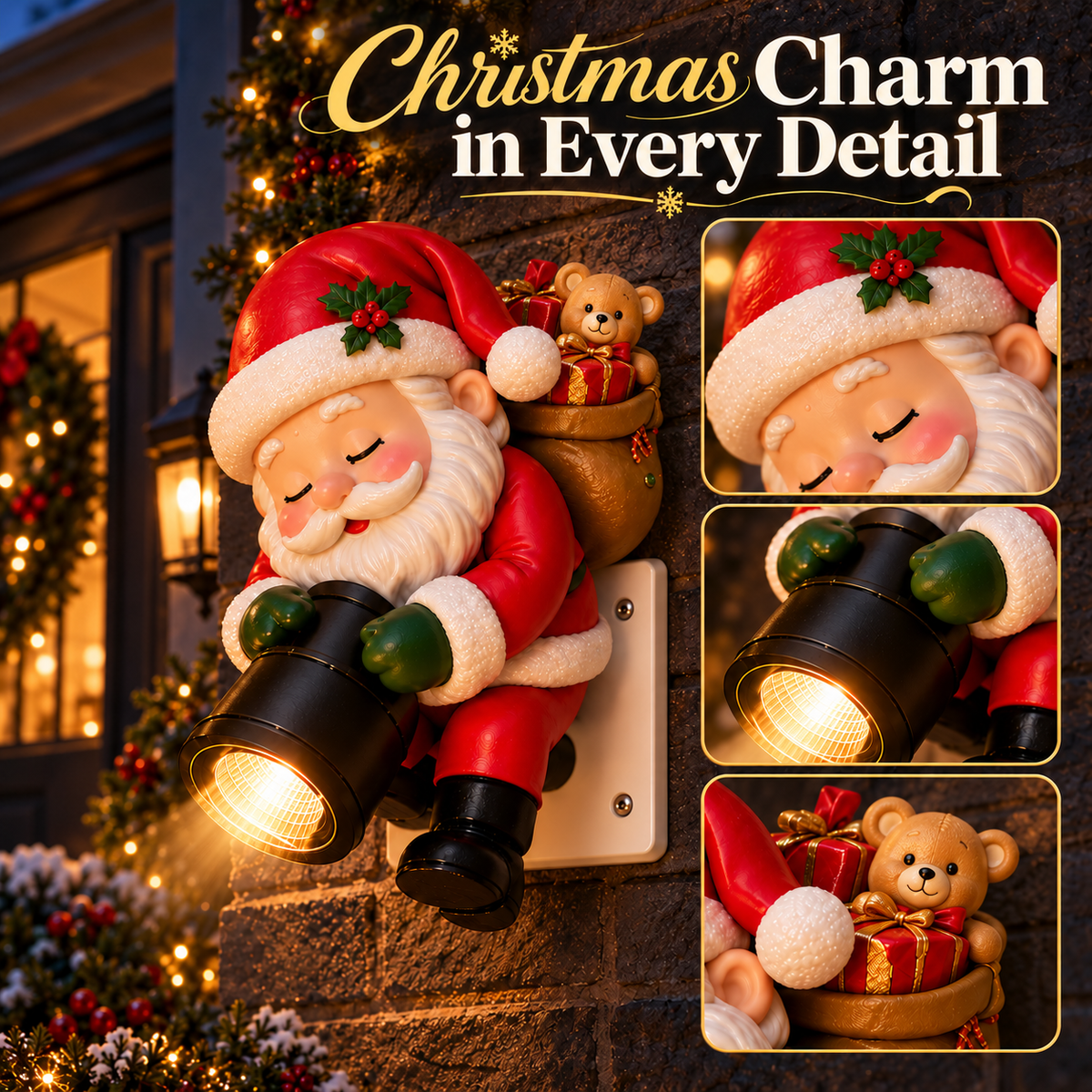 🎅✨ Sleepy Santa Welcome Projector Light – Magical Christmas Doorway Decor