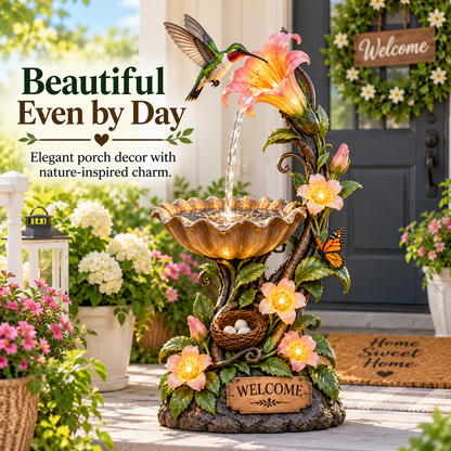 🔥 Last Day 49% OFF🐦✨ Hummingbird Nectar Fountain™ – Lighted Garden & Porch Decor