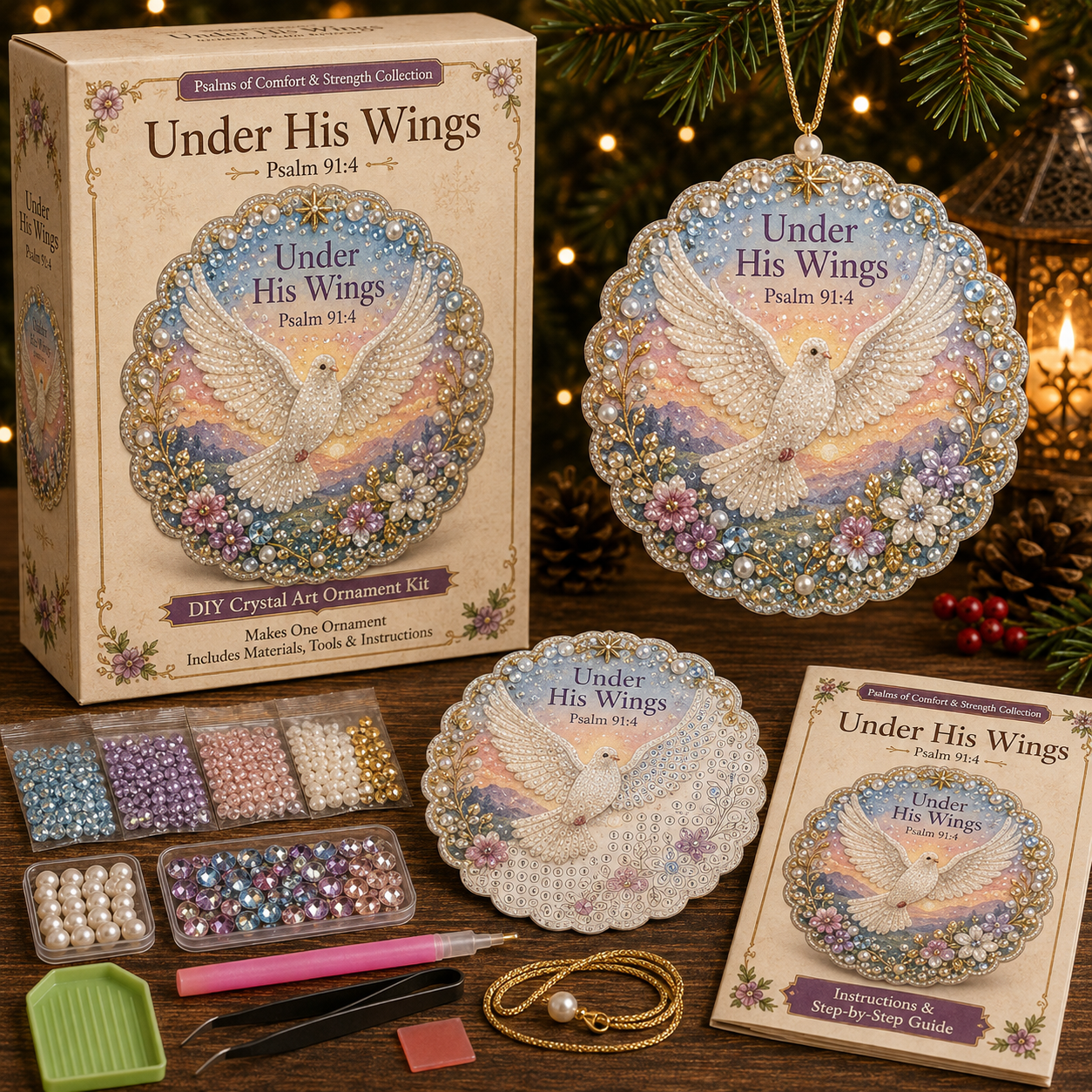 🔥49% Off Last Day - BUY 2 GET 1 FREE（3PCS)✝️ Psalms of Comfort & Strength Pearl Diamond Art Hanging Ornament Kit