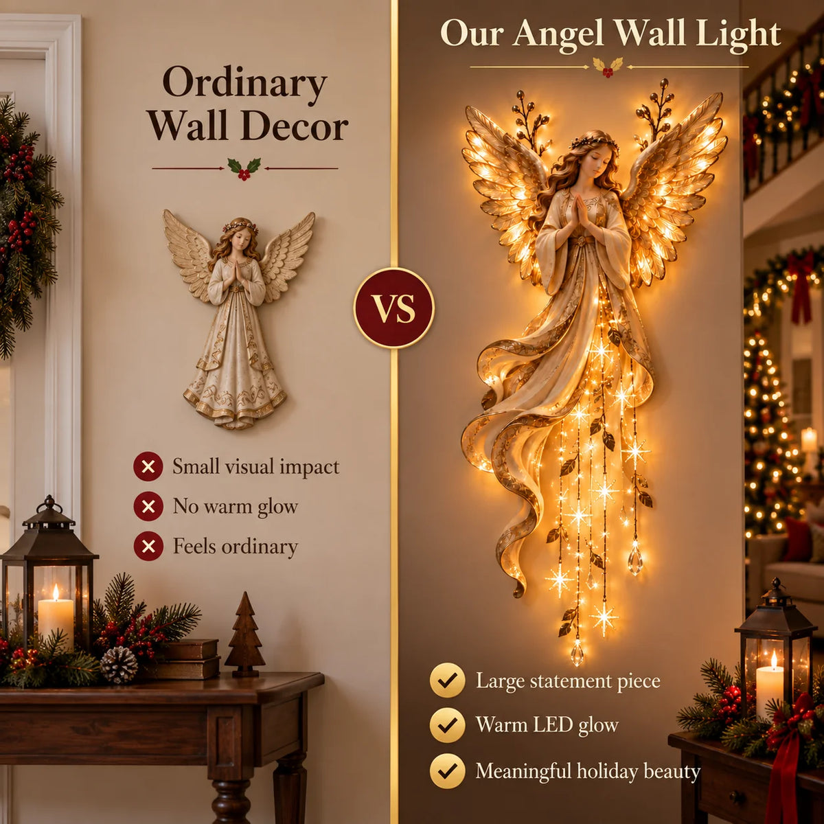 ✨Last Day 49% OFF👼Guardian Angel Starfall Cascade™ – Lighted Faith & Blessing Christmas Wall Decor✨