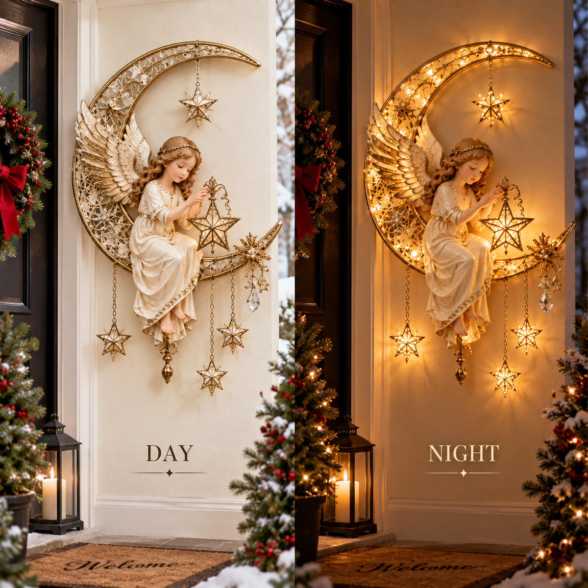🔥Heavenly Angel Crescent Moon Glow™ - Lighted Christmas Wall Decor