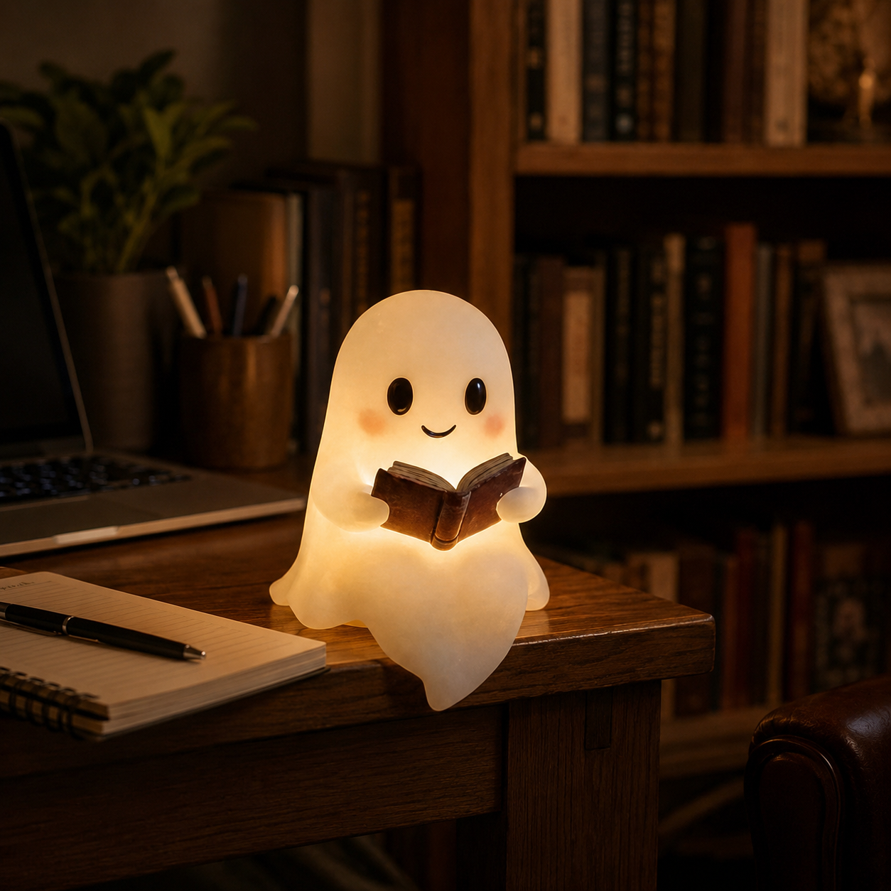 Ghost reading statue ornaments