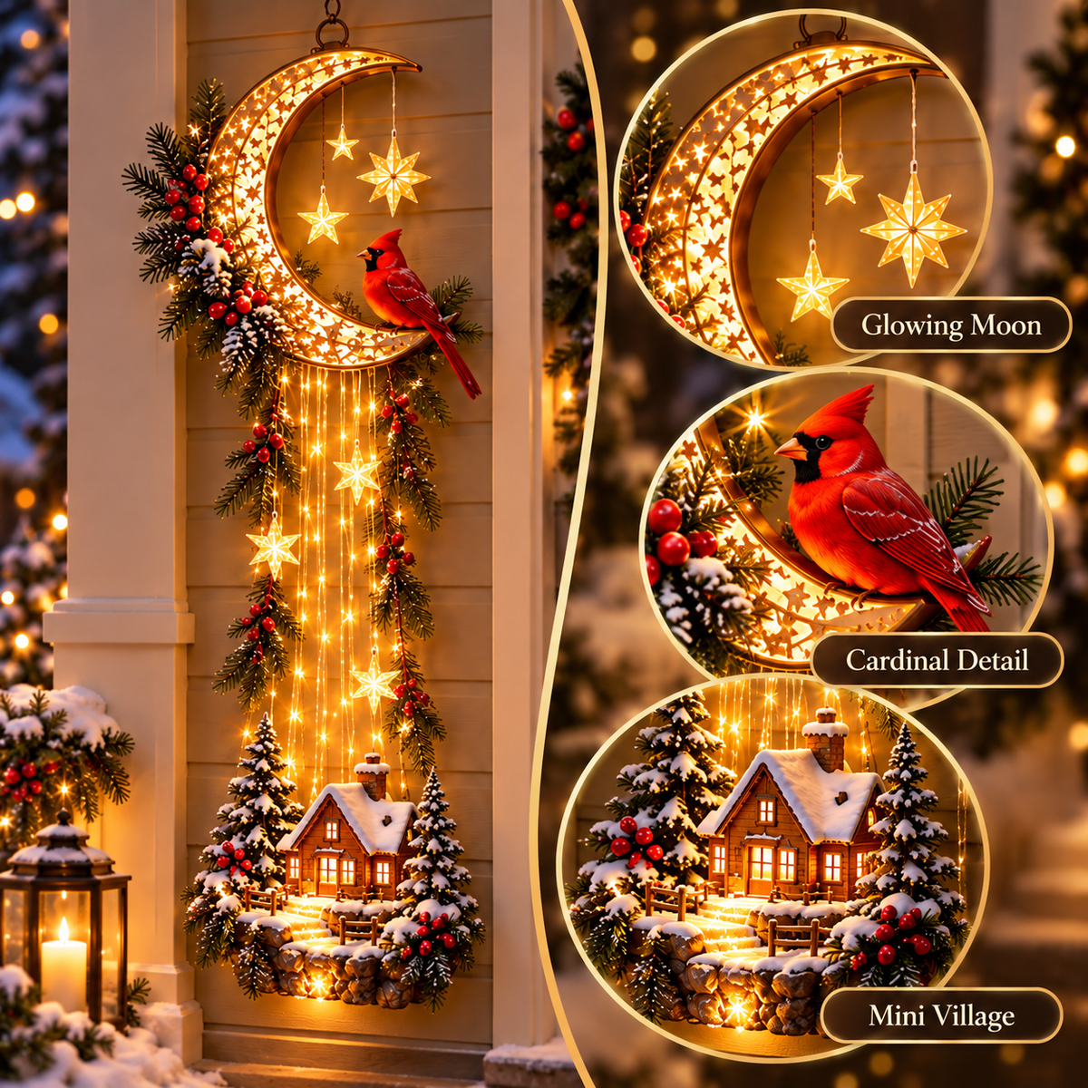 ✨Last Day 49% OFF🌙 Starlit Cardinal Moon Christmas Wall Decor