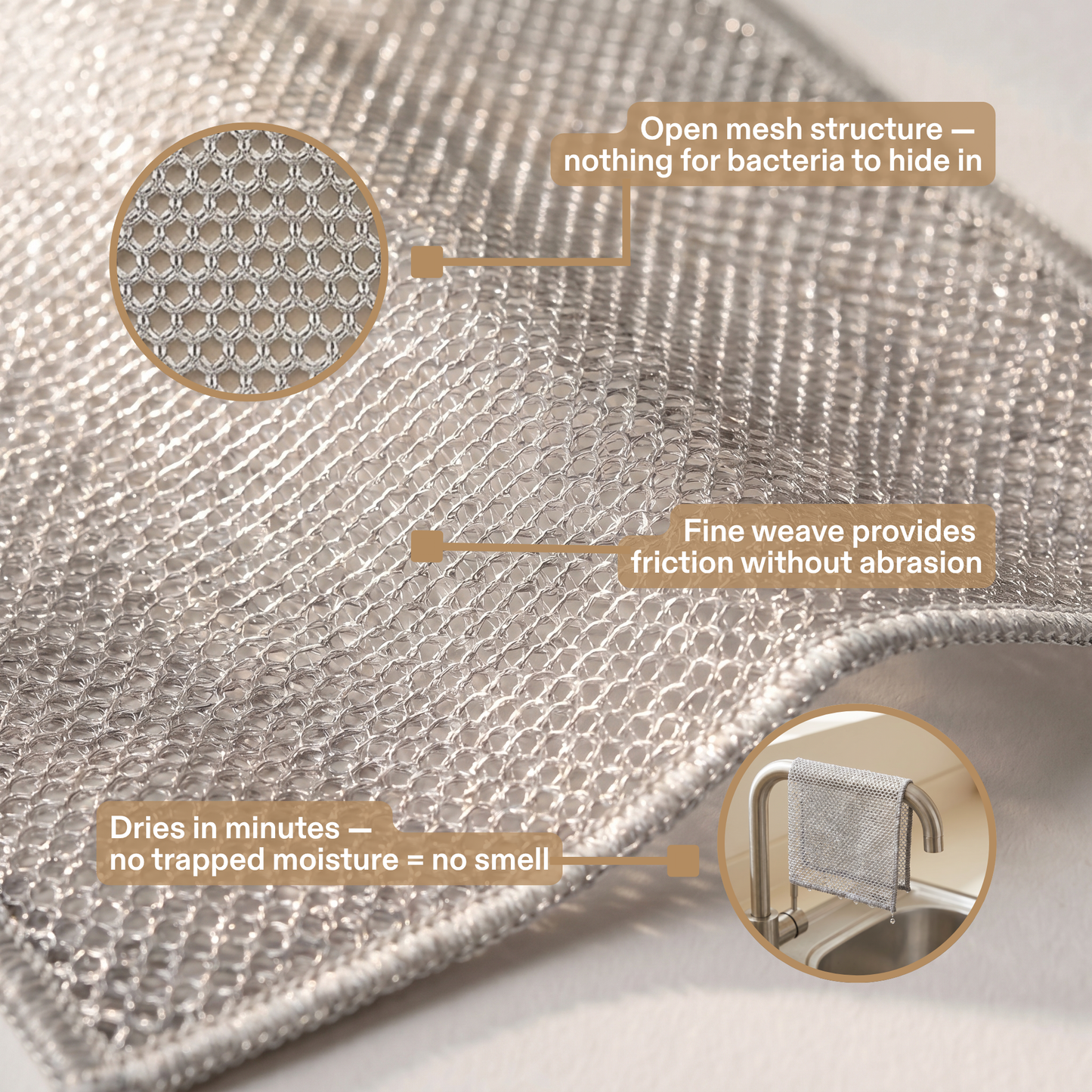 Double-Layer Silver Wire Scrub Dishcloth – Tough on Grease, No Sponge Smell