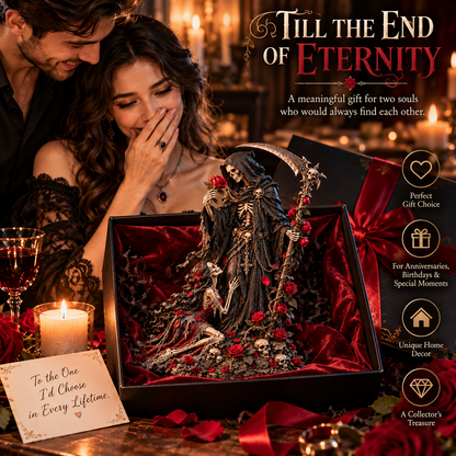 🥀 Love Never Dies! 💀 Gothic Reaper Couple Figurine – An Eternal Love Beyond Death!