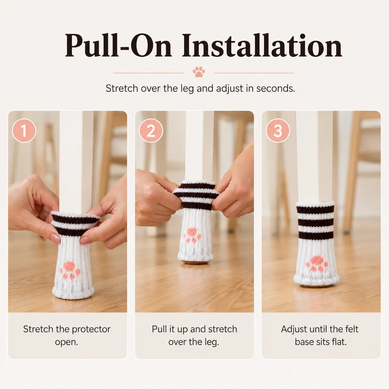 🐾 Chair Leg Floor Protectors | Pull-On Furniture Socks with Cushioned Bottom Pads for Quieter Movement & Everyday Floor Protection 🪑