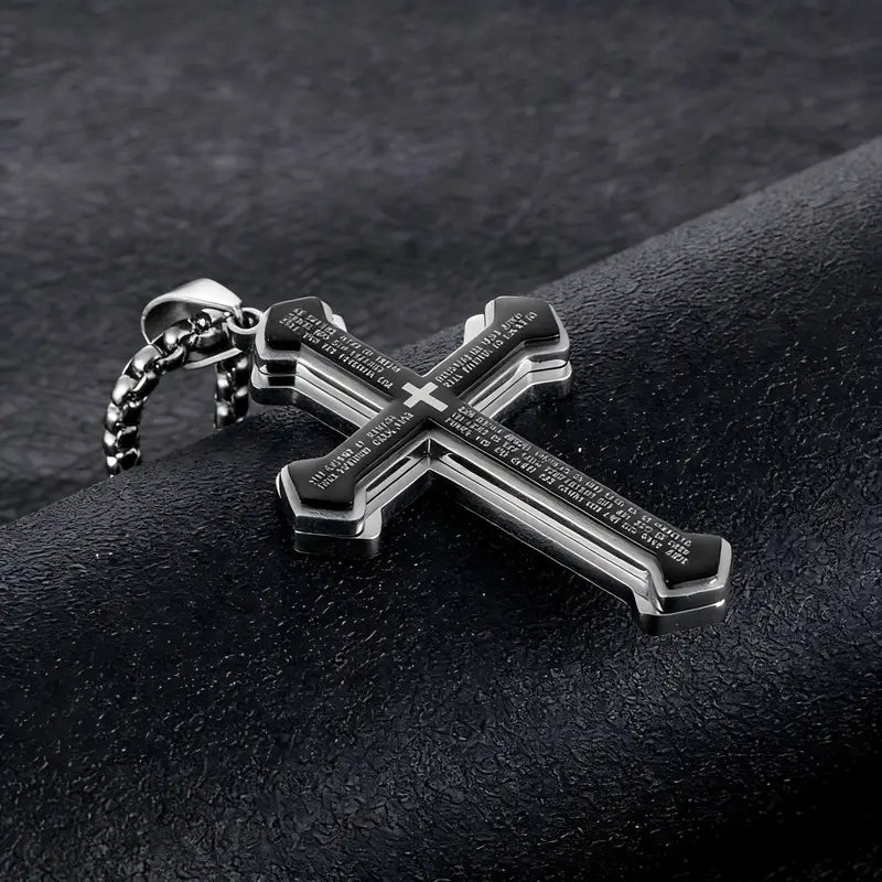 Engraved Bible Verse Cross Necklace