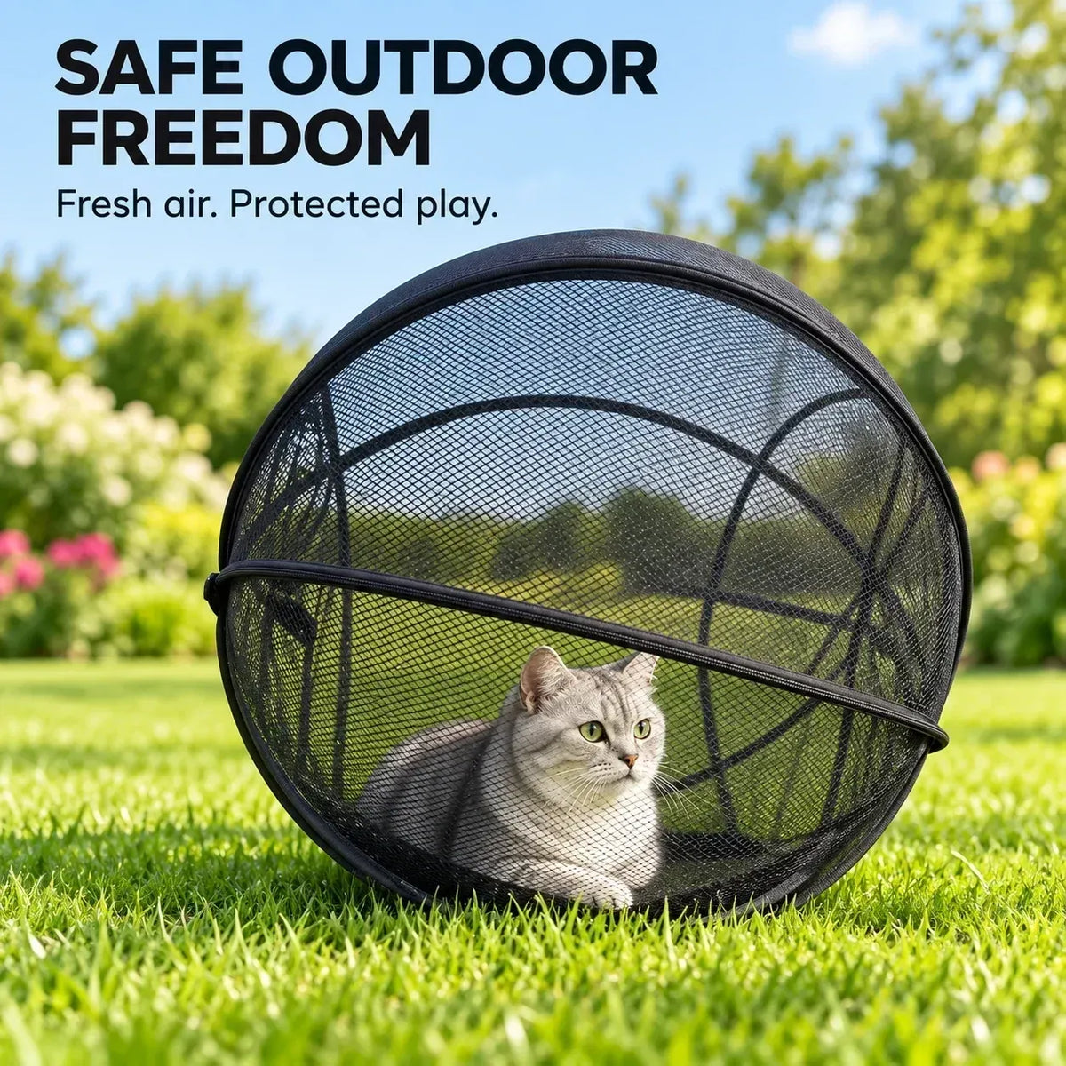 🐱🌿Rolling Mesh Cat Playpen