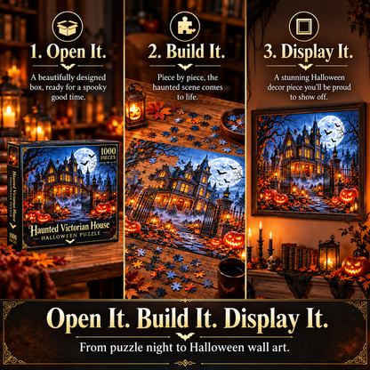 🦇 Haunted Victorian House Puzzle – Build the Fright, Frame the Memory