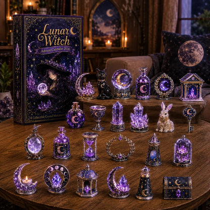 🔮Lunar Witch Advent Calendar 2026 – 24 Enchanted Crystal Miniatures for a Magical Moonlit Countdown